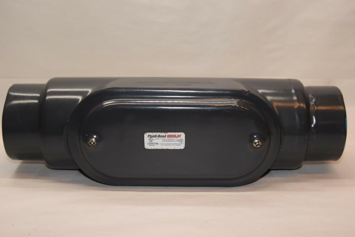 PLASTI-BOND E231035 Red H2OT appr 16" Length 3" Coated Conduit Body Straight NEW
