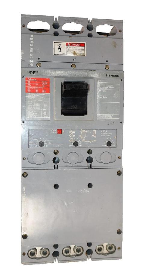 Used Siemens I-T-E Sentron Circuit Breaker CJD63B400 400A 400 Amp 3p w/ 400A Adj Trip
