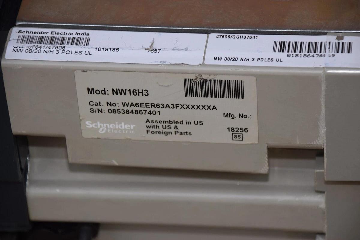 Square D Masterpact NW16H3 WA6EER63AFXXXXXXA 1600A 1600 Amp *NEW, DMG TAKE OUT*