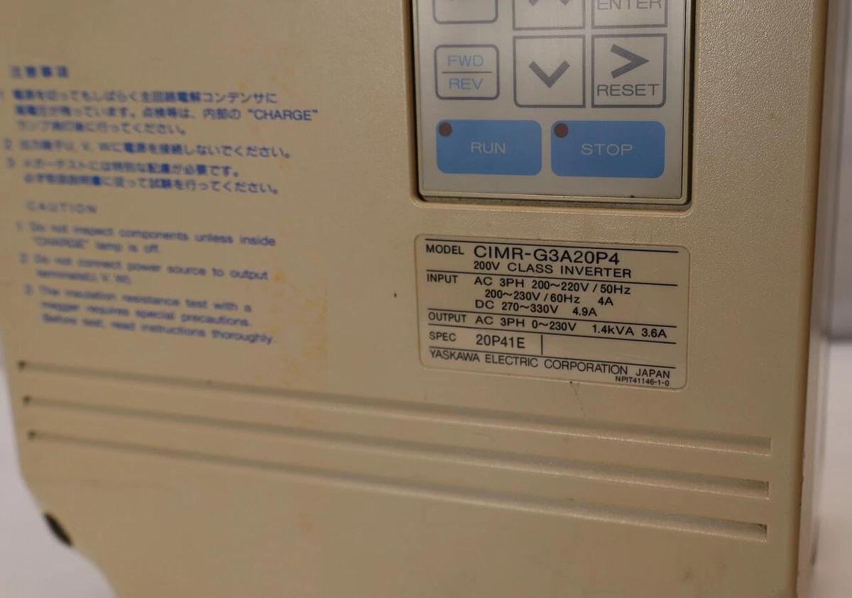 Used Yaskawa Varispeed 616G3 AC Drive 200v Class Inverter CIMR-G3A20P4 1.4kVA 3ph
