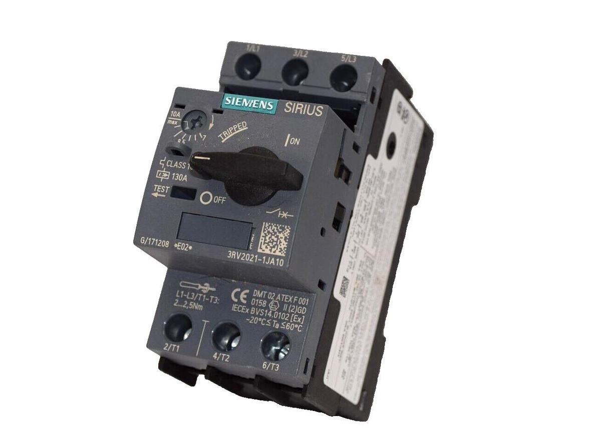 Used SIEMENS 3RV2021-1JA10 , 3RV20211AJ10 7-10A Circuit Breaker *missing cover* 4011209902909