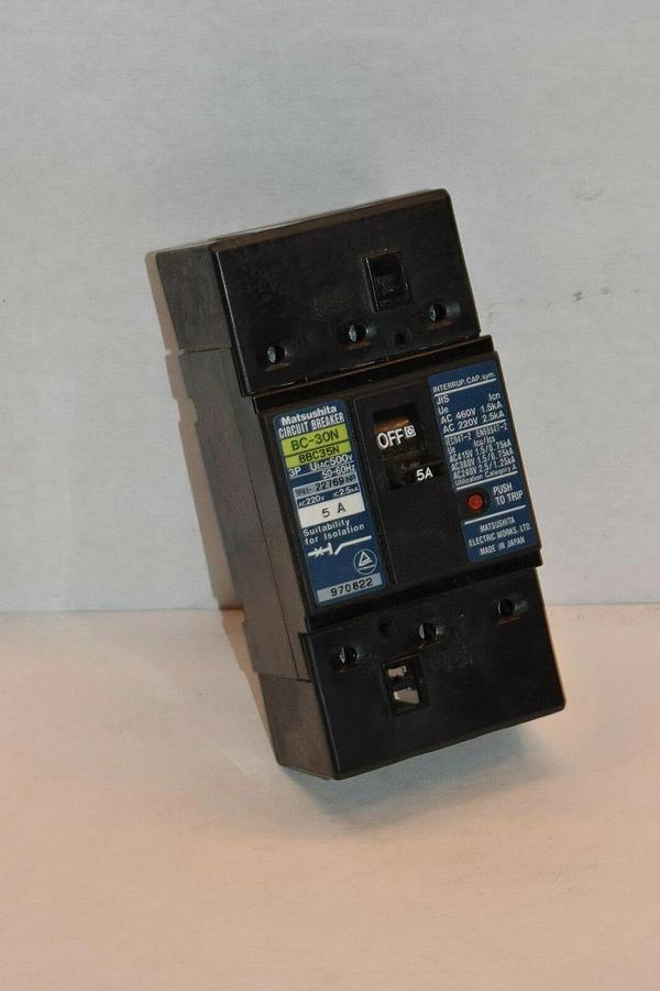 Used MATSUSHITA BC-30N BC30N BBC35N 5A 50/60Hz 2P CIRCUIT BREAKER