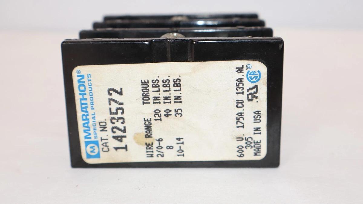 Used MARATHON 1423572 600V 175A 3P Terminal Block