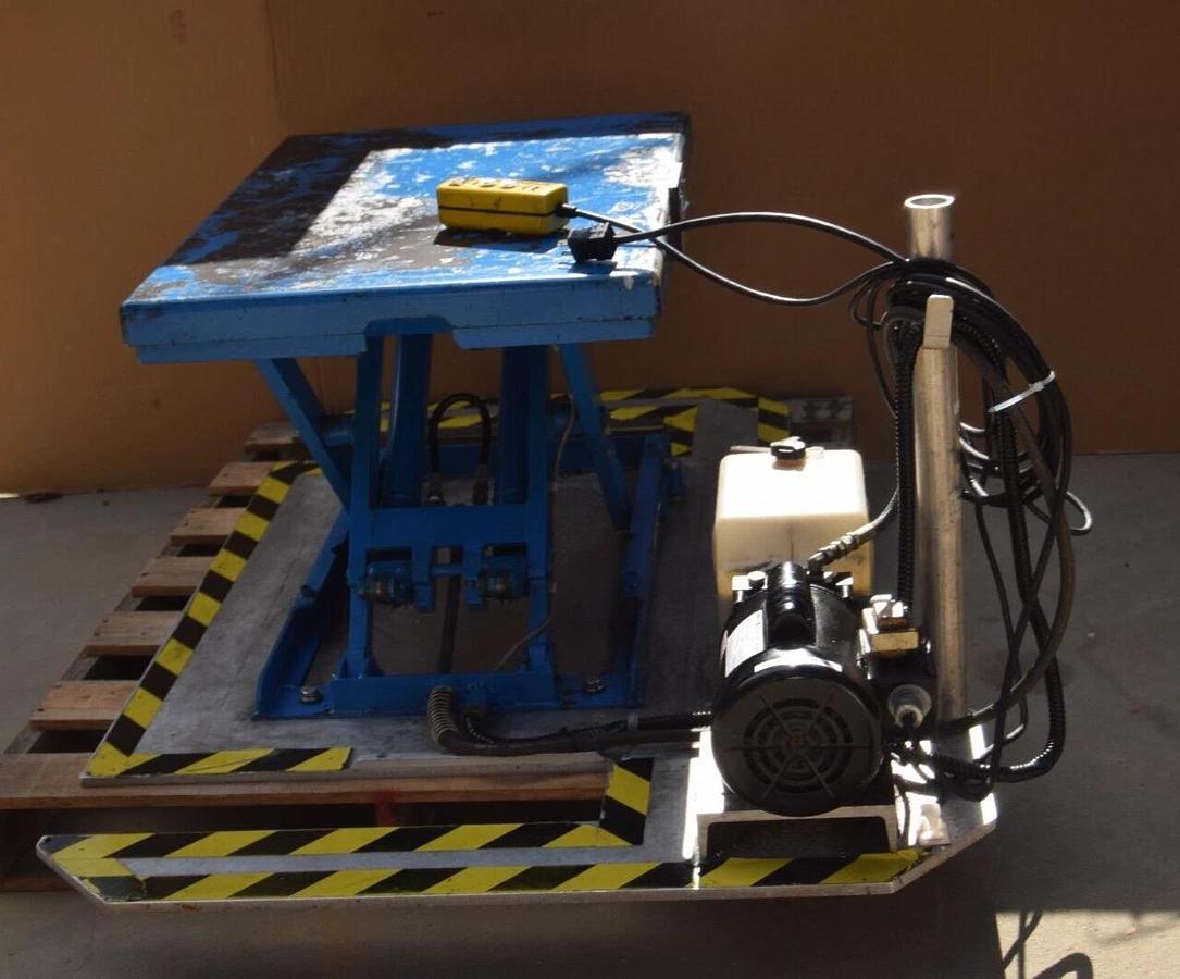 Used Bishamon Hydraulic Lift Table LX50 1,100lb 500kg Capacity 115/208-230v w Pump