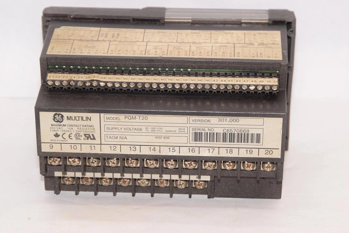 Used GE PQM-T20  POWER QUALITY METER 90-300VDC (PARTS ONLY)