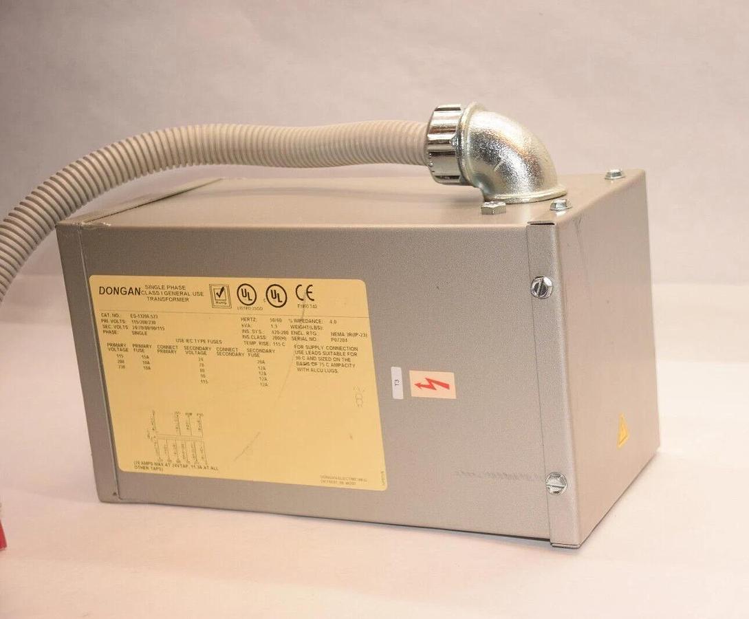 Used DONGAN ES-13206.523 115/208/230V 1.3kva 1.3 kva 1ph Class 1 General Transformer