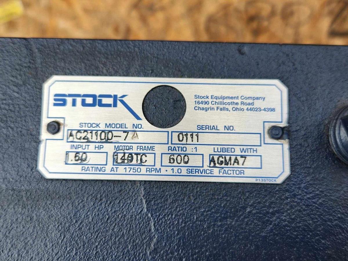 Stock GearBox  AC21100-7A  1.6HP 600:1 Ratio, large heavy duty gear box (New)