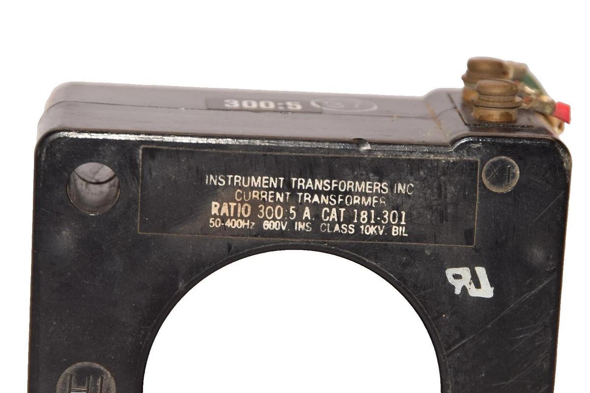 Used INSTRUMENT TRANSFORMER INC. 181-301 Ratio 300:5 A 600V Current Transformer