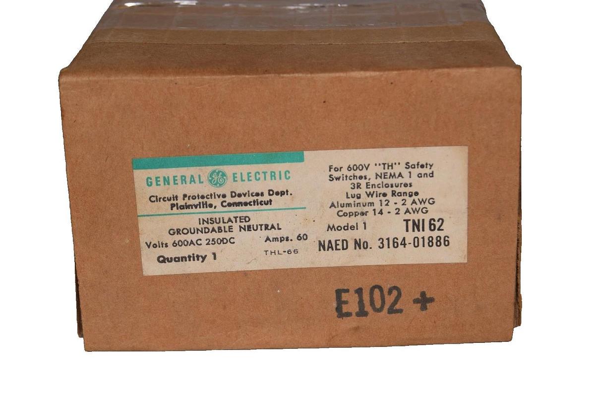 (Lot of 3) GE Insulated Groundable Neutral TNI62 600VAC 250DC 60Amp