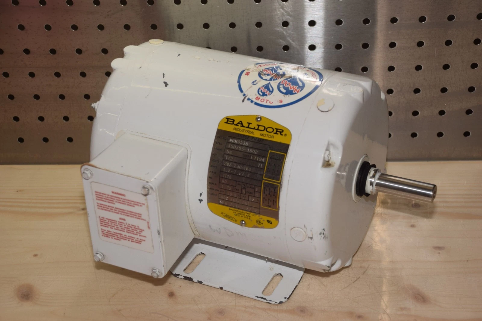 Used Baldor WDM3538 1/2hp .5hp 208-230/460v, 3 phase Electric Motor