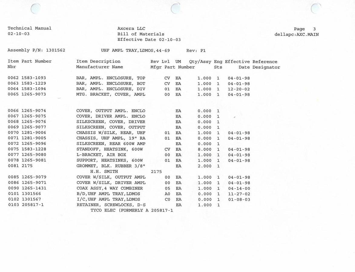 Used 600 watt High Band Power Amp 1301562 for Axcera 835B-6 UHF TV 6kw Transmitter