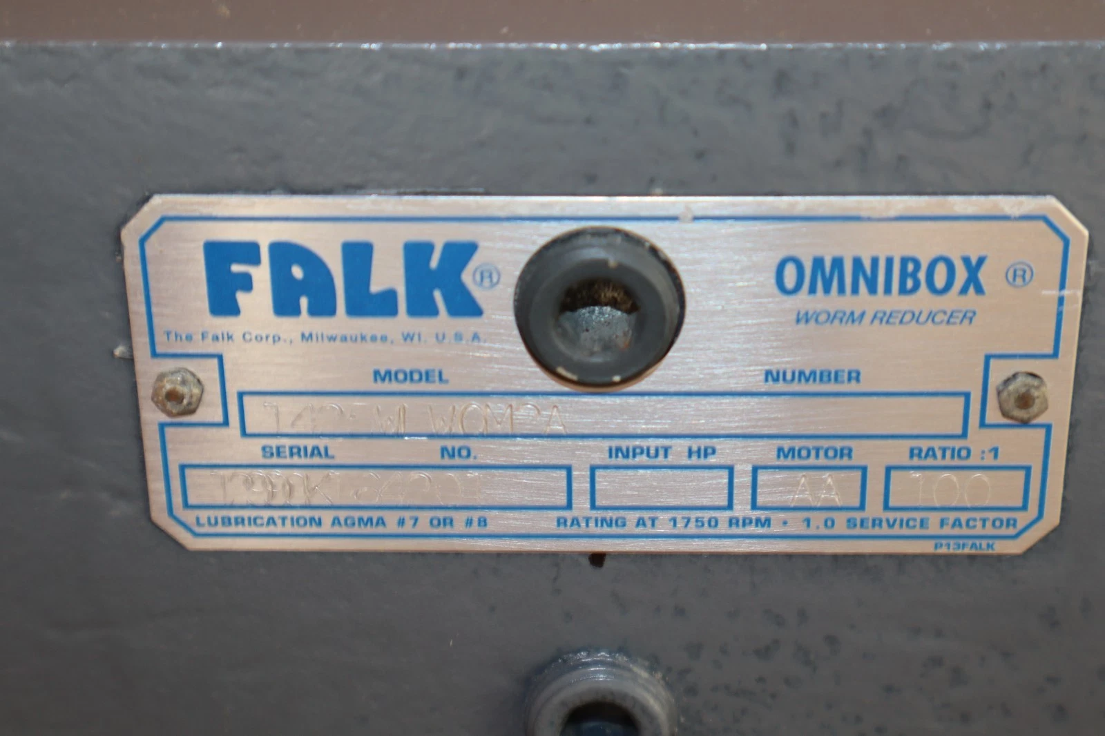 Falk Omnibox Worm Speed Reducer Gear Box 1425WLWQM2A 100:1 (New)