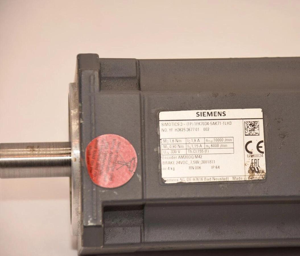 Used SIEMENS Motor 1FK7034-5AK71-1LH3 1FK70345AK711LH3 330v
