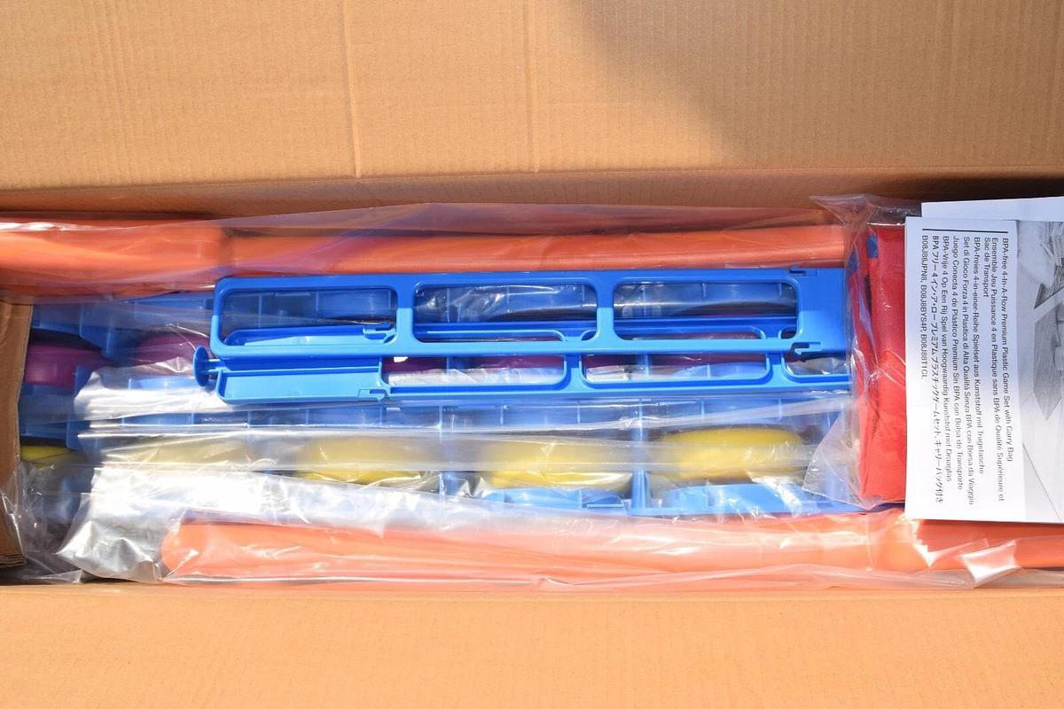 Used (NEW) AMAZON BASICS Giant 4-In-A-Row Plastic Game Set With Carry Bag