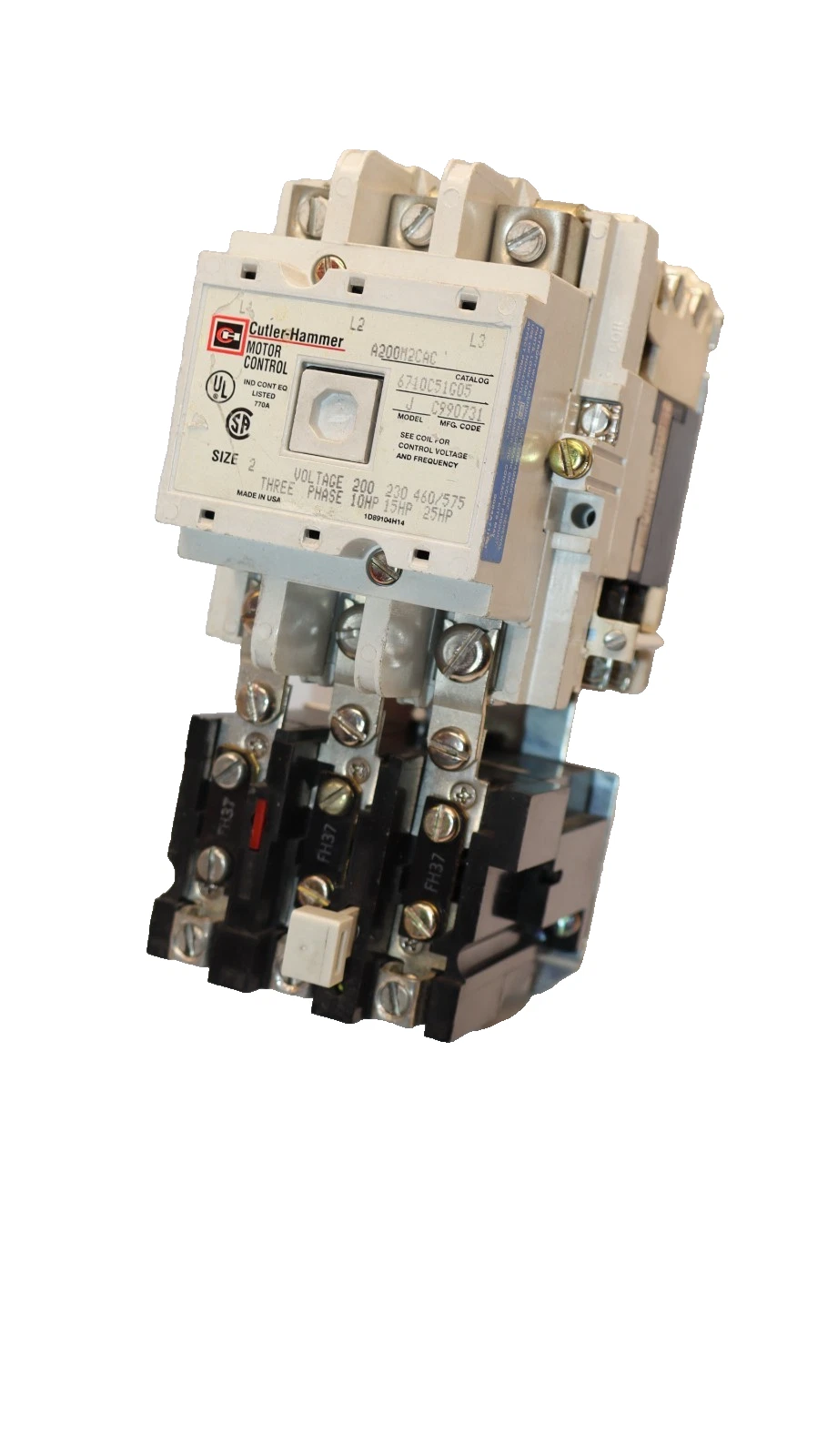 Cutler-Hammer CH Starter Motor Control Size Sz 2 A200M2CAC 120v coil 3ph