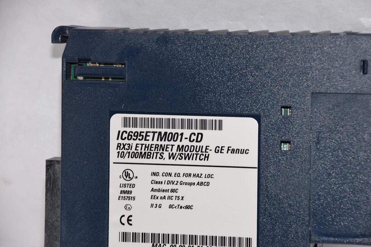 Used GE FANUC IC695ETM001-CD RX3i 10/100Mbits W/Switch Ethernet Module