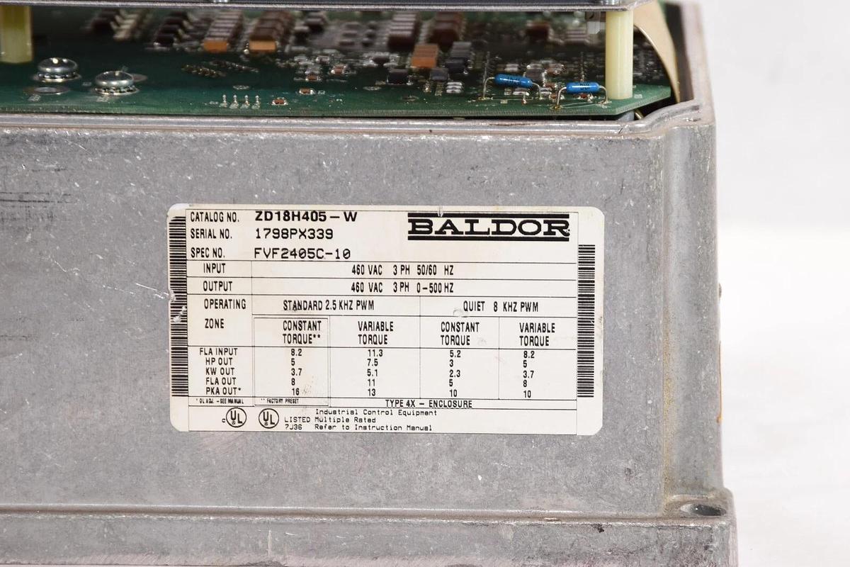 Used BALDOR ZD18H405-W 460Vac 3Ph 50/60Hz Vector Drive