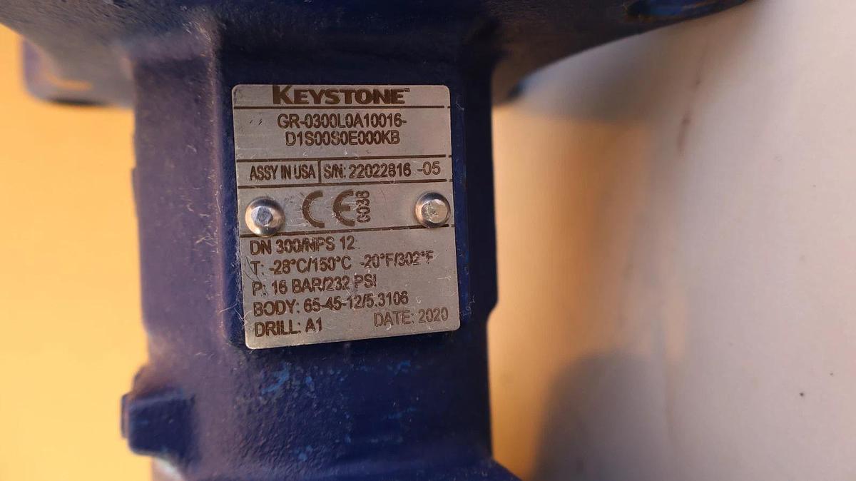 Keystone  12" Butterfly Valve GR-0300L0A10016-D1S00S0E000KB (New)