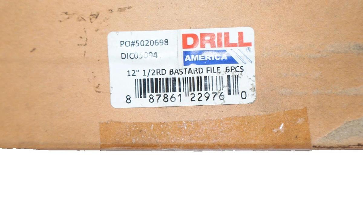 Drill America 12" Bastard File 1/2rd DIC0594 (New - Box of 6)