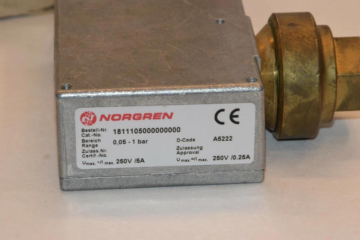 NEW NORGREN 1811105000000000 1811105 0.05-1 BAR 250V 5A PRESSURE SWITCH