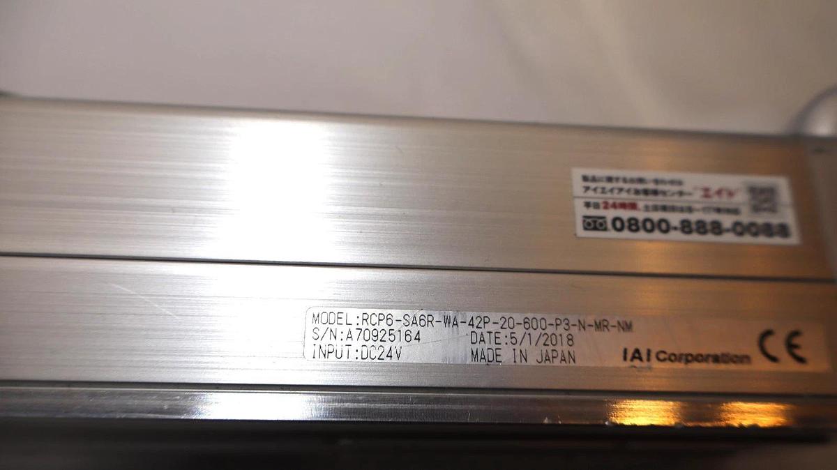 Used IAI Corporation RCP6-SA6R-WA-42P-20-600-P3-N-MR-NM 24Vdc Cylinder
