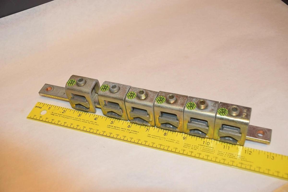 Used KLOCKNER MOELLER  13" Copper Buss Bar with grounding clamps K20X5 Clamp