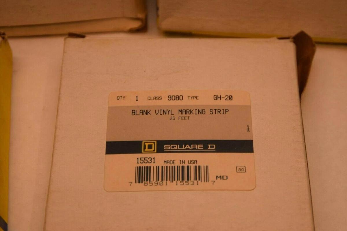 (NEW, LOT OF 5) SQUARE D 9080 GH-20 GH20 9080GH20 25' Blank Vinyl Marking Strip