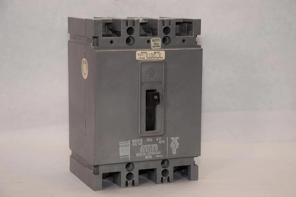 (NEW) WESTINGHOUSE HFB3015 15A 3Pole 600Vac Circuit Breaker
