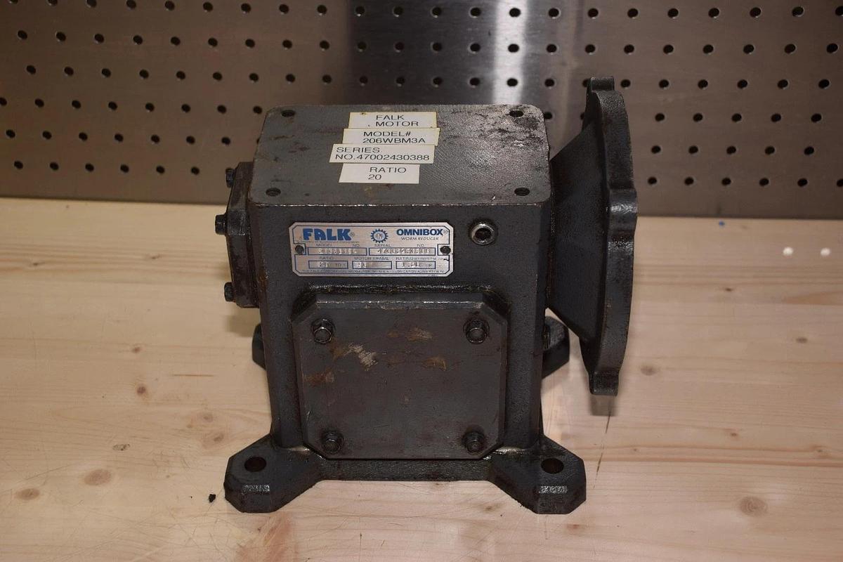 Used Falk 206WBM3A Omnibox Worm Reducer Ratio 20 to 1 Motor Frame 56, 1.28 HP
