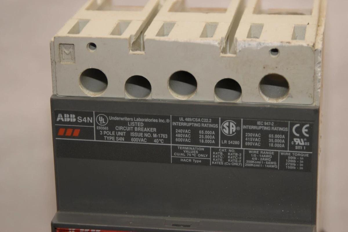 Used ABB 122160027-001 S4N250BESA1S8 3P 250A Circuit Breaker  *Sold As Is*