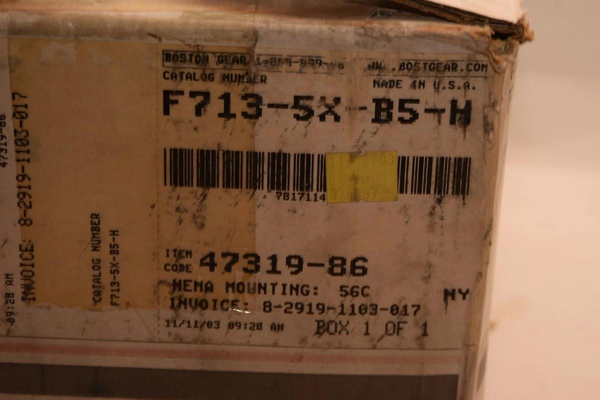 (NEW) BOSTON GEAR F7135XB5H Ratio 5:1 1.25Hp 202 Torque Rt Angle Speed Reducer