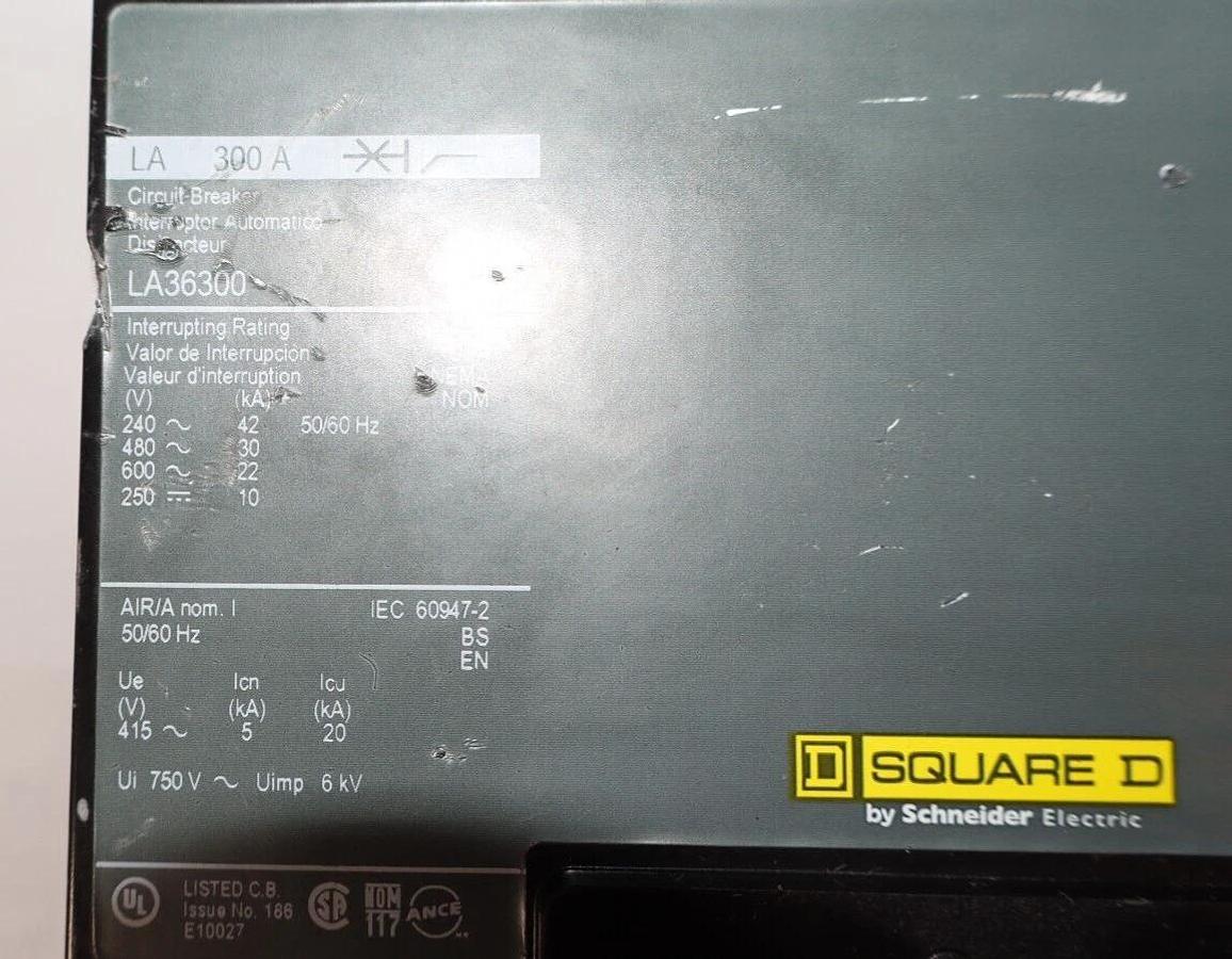 Used Square D Schneider HACR CAAR LA Circuit Breaker LA36300 300A 300 Amp 3p