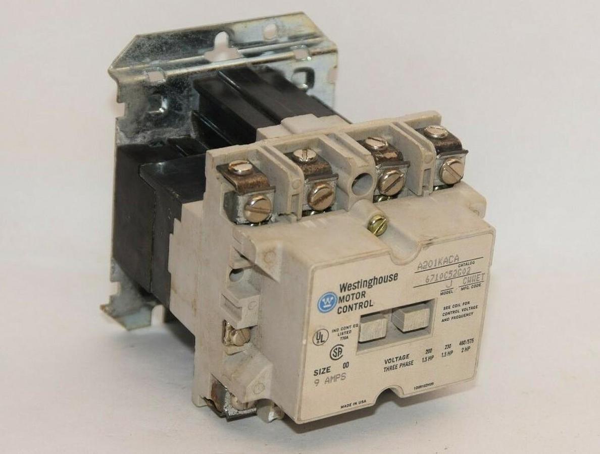 Used WESTINGHOUSE  A201KACA Size 00 9A 9 Amp 9 A Motor Control Contactor