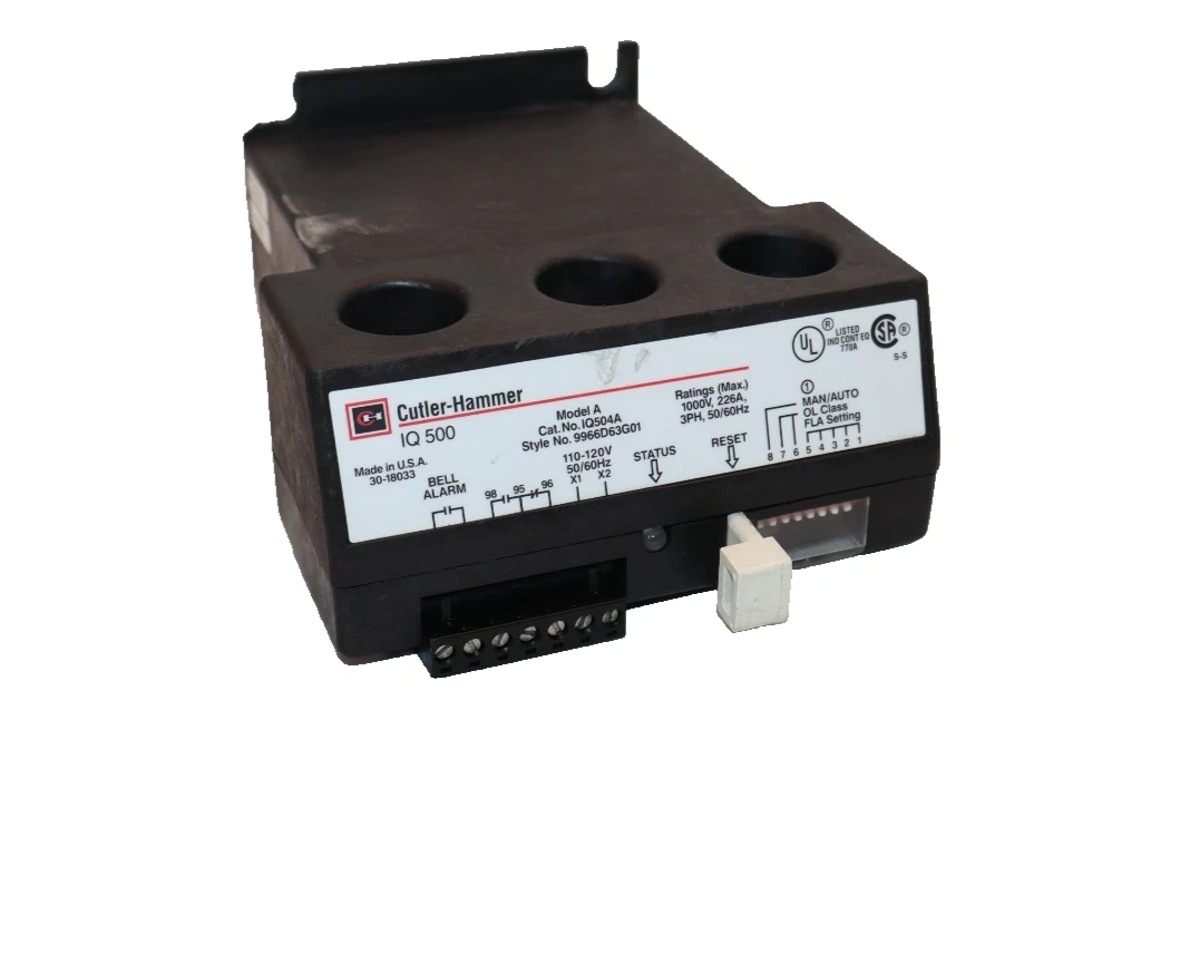 Used Eaton Cutler-Hammer Motor Protection Relay IQ500 IQ504A Mod A 1000V 226A 3hp