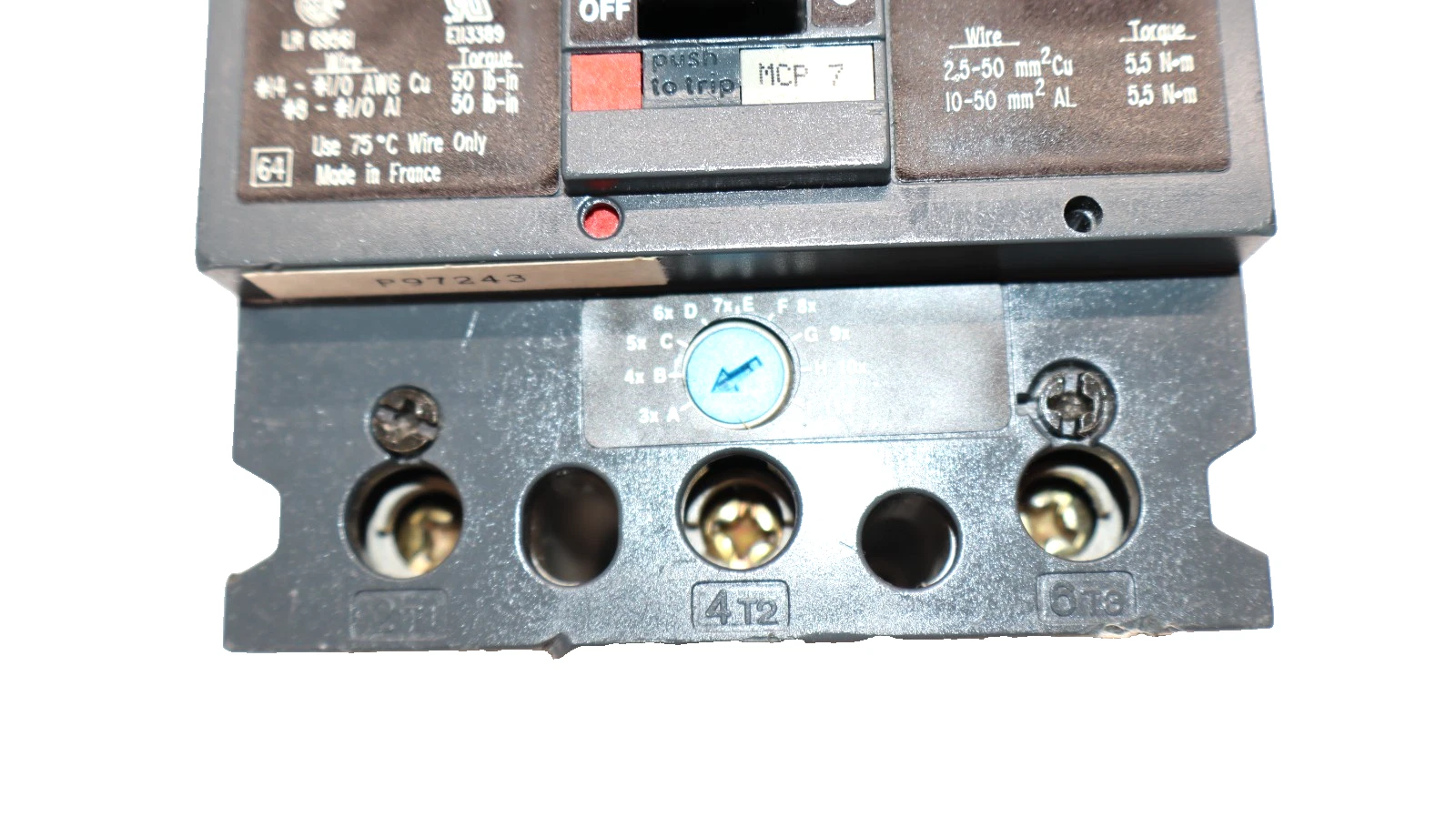 Used Square D Circuit Breaker 7A PowerPact Mag-Gard 7 Amp 3P GJL36007M02