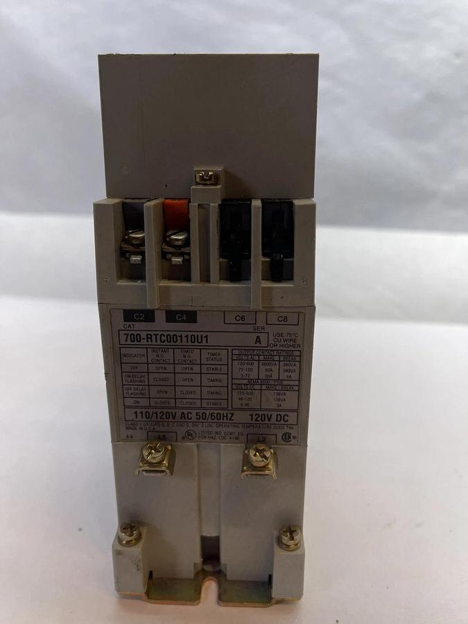 Used Allen Bradley 700 RTC Solid State Timer 700-RTC00110U1 Ser. A 110/120vac 120vdc