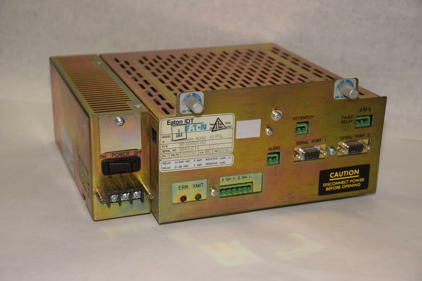 Used Eaton IDT PanelMate 4000 10PG Controller Power Module 92-00605-02 110/230v 1ph