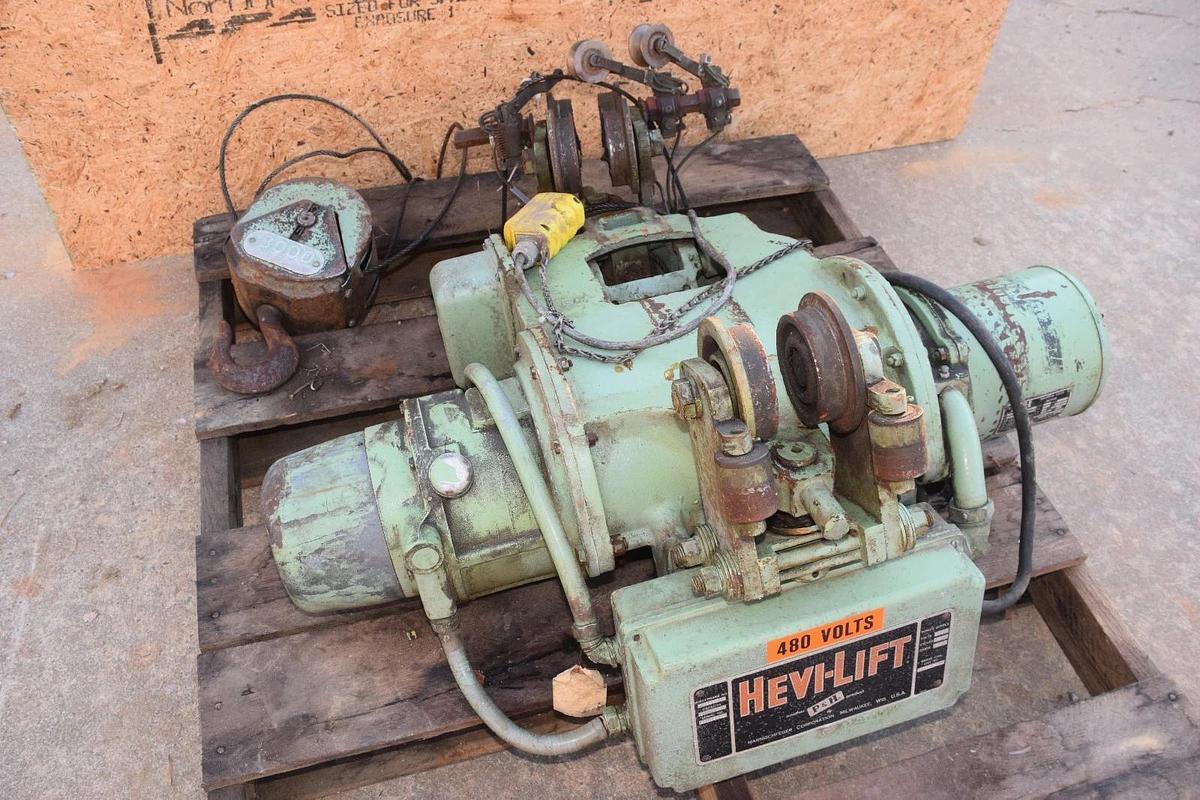 Used P&H HEVI LIFT TROLLEY ELECTRIC HOIST 3000 LB  1 1/2 ton 220v 440v 460v HRA-2