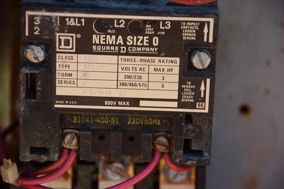 Used Square D S/S 8539-SCW43 Stainless steel 8536 SBO 2 Size 0 Starter contactor