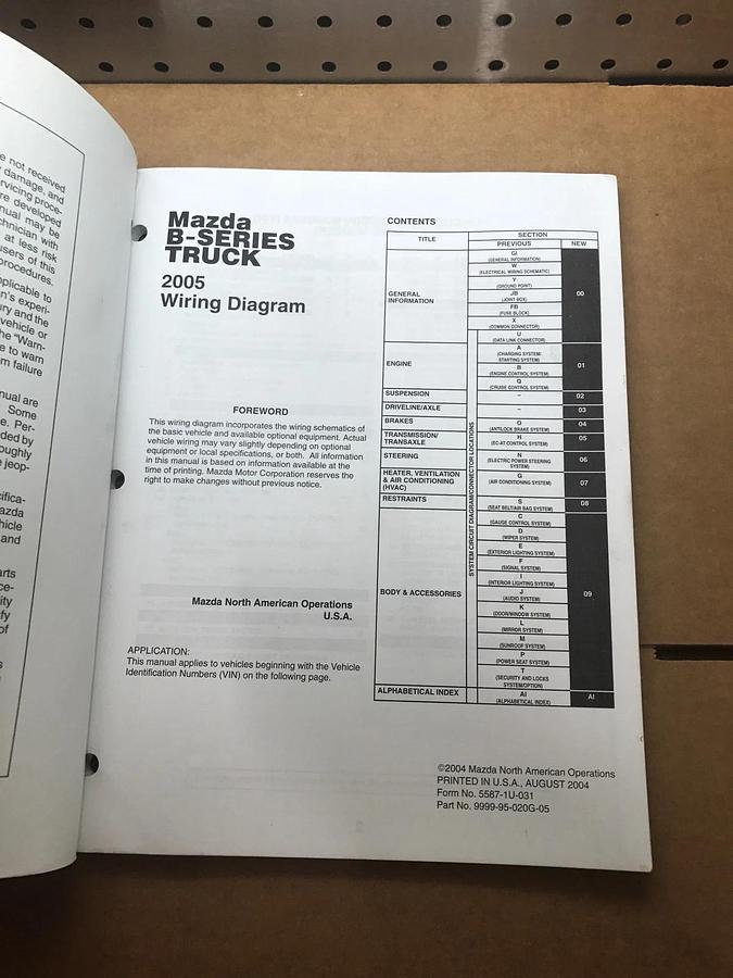 Used 2005 Mazda B-Series Truck Factory OEM Wiring Diagram Manual 05