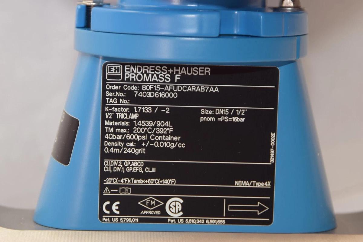 ENDRESS + HAUSER Promass 80F Mass Flowmeter 80F15 80F15-AFUDCARAB7AA 1/2"  NEW