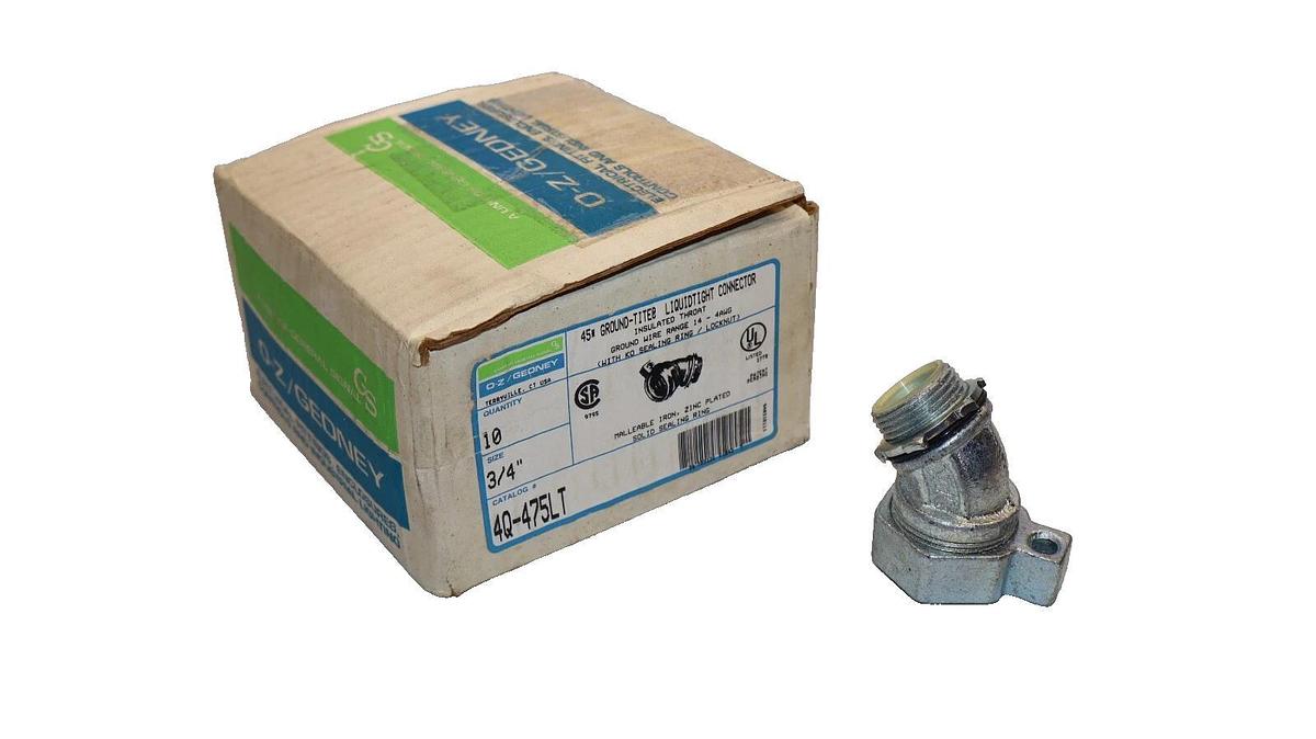 Box 10) O-Z GEDNEY 4Q-475LT 3/4" 45 Degree 45D Ground-Tite Liquidtight Connector