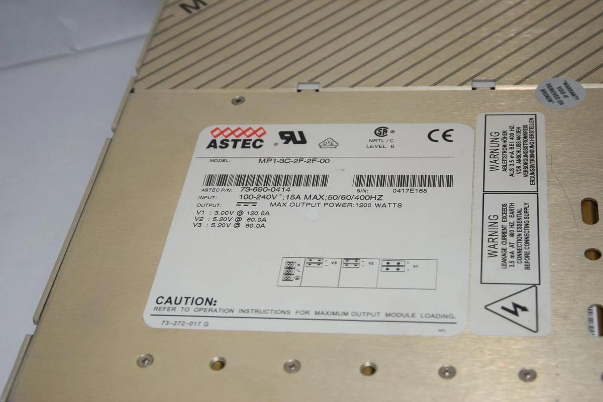 Used ASTEC MP1-3C-2F-2F-00 , 73-690-0414 100-240V 15A 50/60/400Hz Power Supply