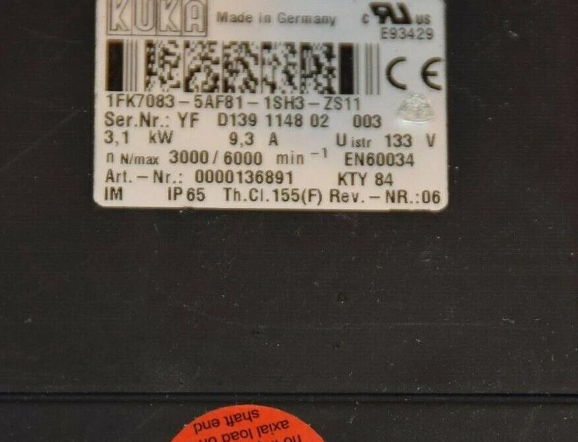 Siemens KUKA 1FK7083-5AF81-1SH3-ZS11 Servo Motor 1FK7083-5AF81-1SH3-Z S11 (NEW)