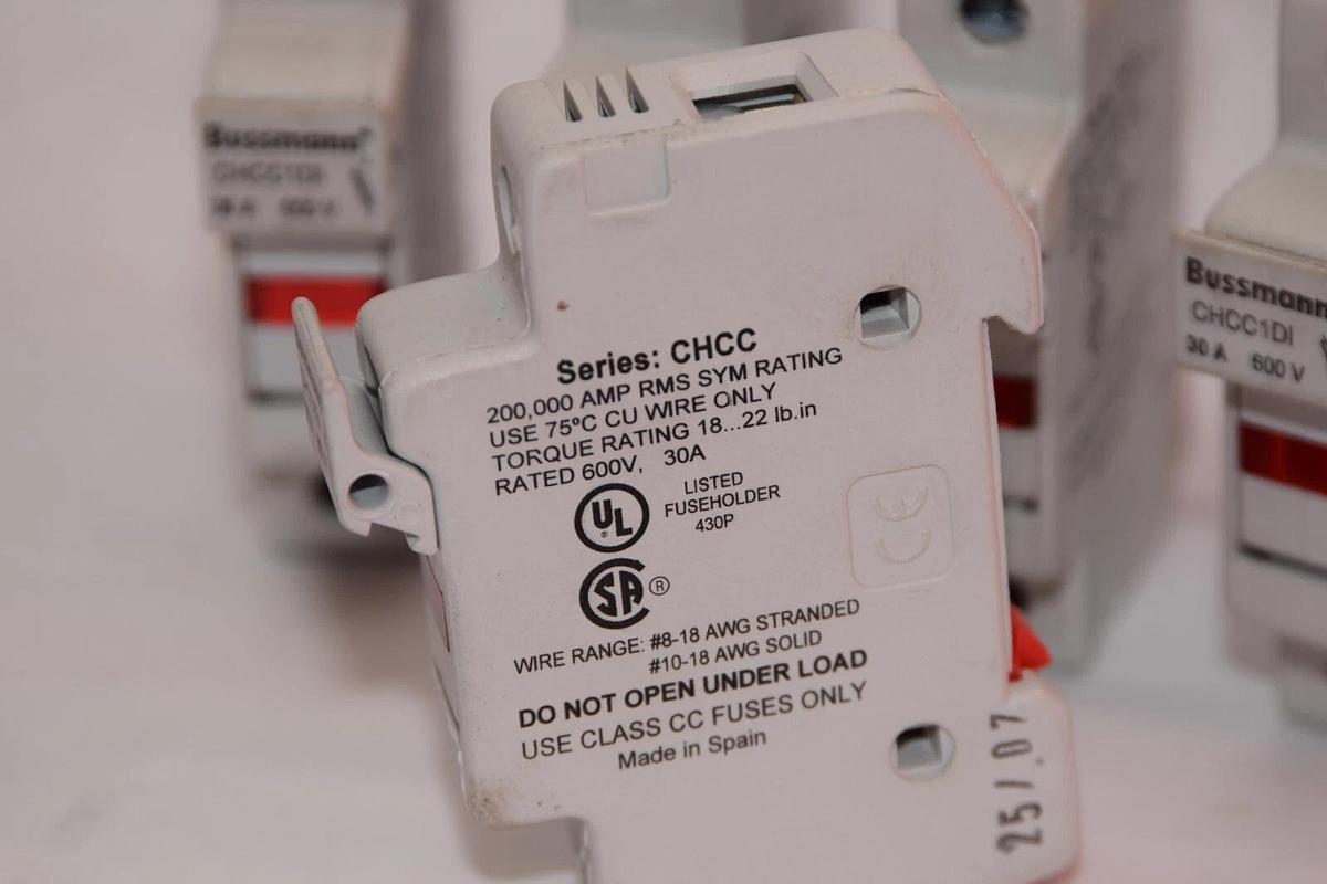 Used (Lot of 5) BUSSMANN CHCC1DI 30A 600V 1P Fuse Holder