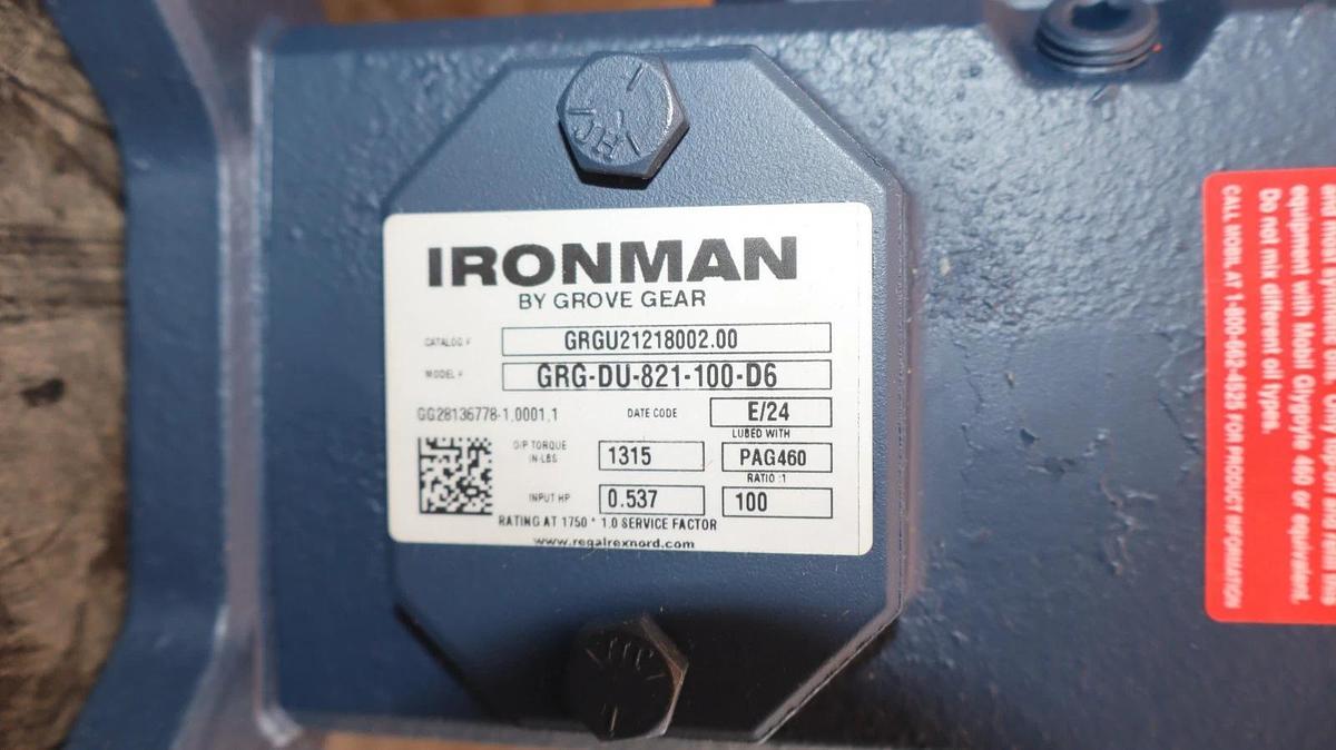 IRONMAN GROVE GEAR Box Double Reduction Speed Reducer GRG-DU-821-100D6 100:1 NEW
