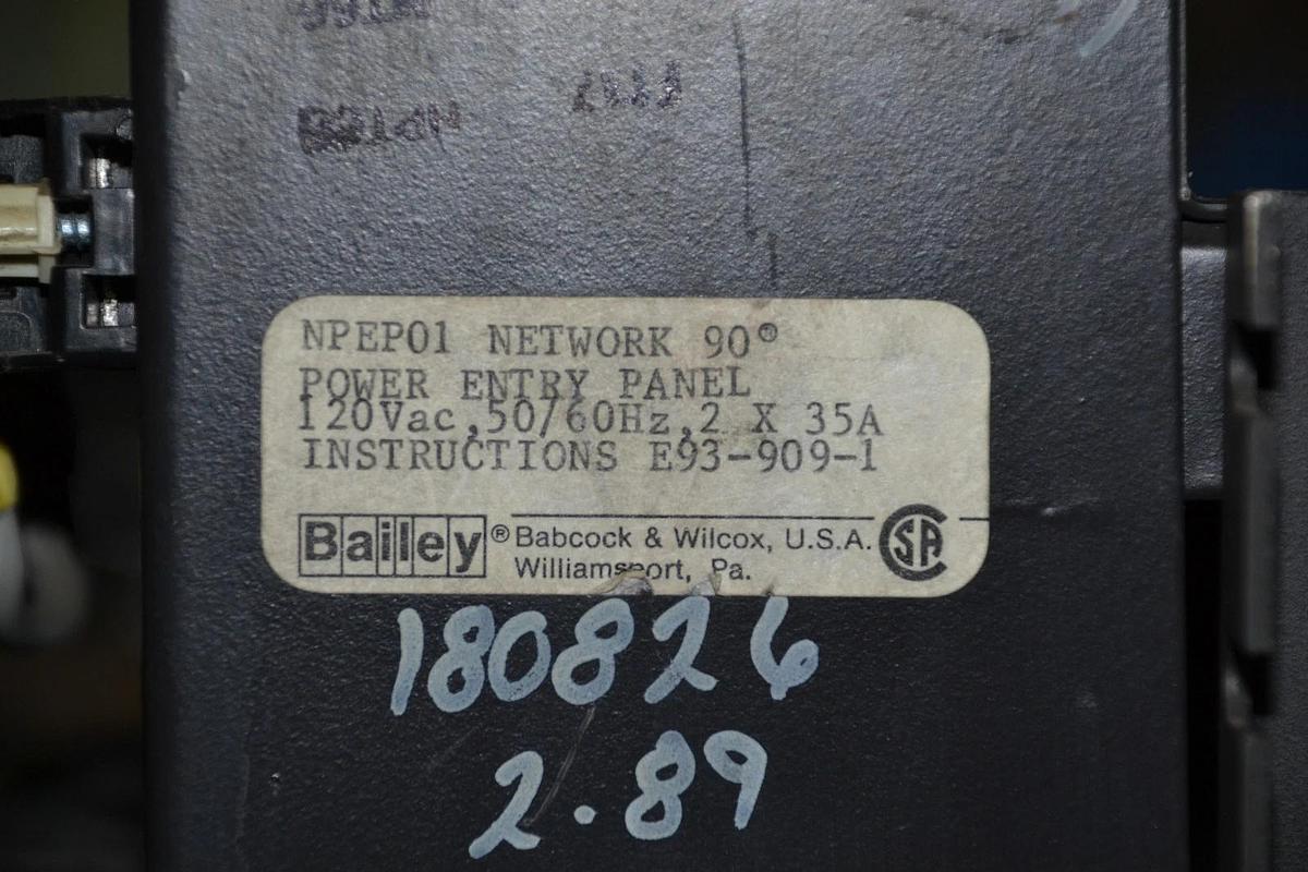 Used BAILEY POWER ENTRY PANEL NPEP01 NETWORK 90 120 VAC 2 X 25 A