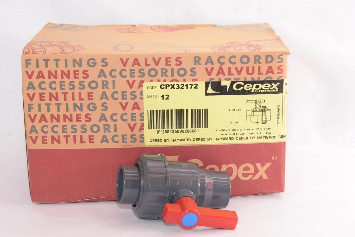 (NEW) CEPEX HAYWARD CPX32172 PVC PE EPDM 1" 150psi Single Union Ball Valve