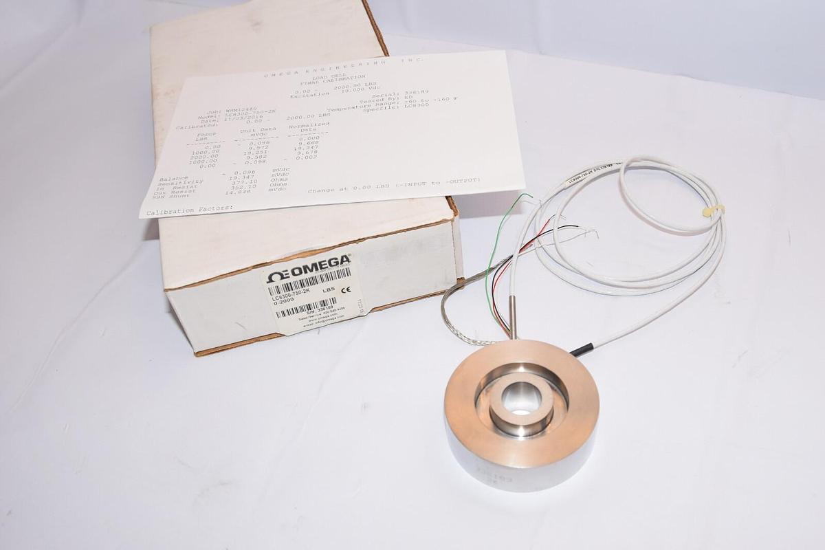 (NEW) OMEGA LC8300-750-2K 0-2000 lbs 3" Through Hold CPR Load Cell