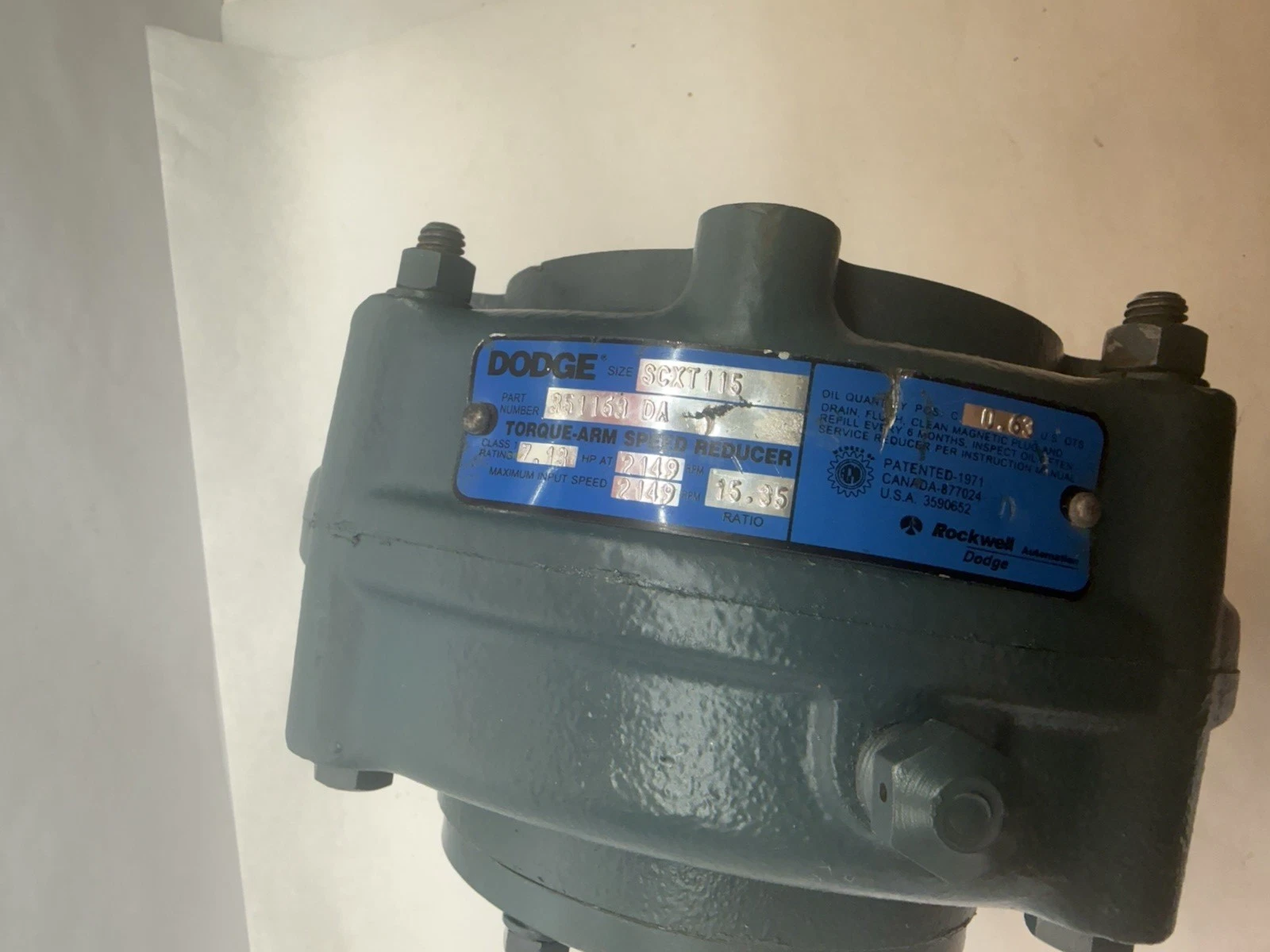 Dodge SCXT115A 351163-GV143651452 Screw Conveyor Reducer Gear box 15.35 : 1 New
